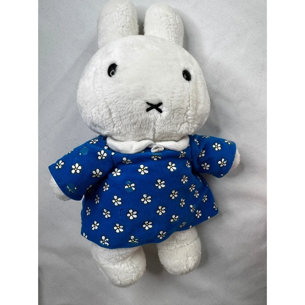 Miffy Bunny Plush Dick Bruna Blue Floral Dress Stuffed Animal 15 Inch